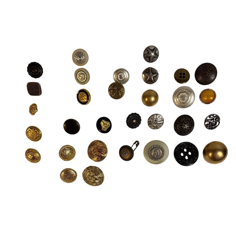 Vintage Metal & Plastic Decorative Buttons Assortment 30+